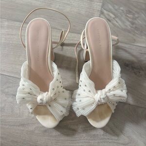 Loeffler Randall White Bow Heels with Rhinestones